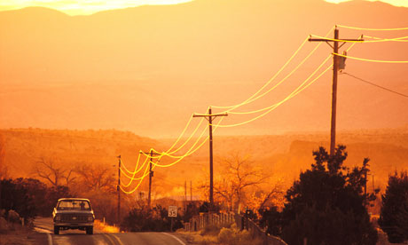Road at sunset north of Santa Fe NM