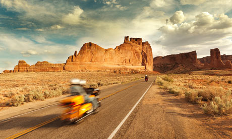 Motorcycle Touring of Arches National Park in Utah, USA