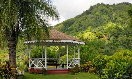 Pavillion in the cocoa estate near Roxborough, Tobago.