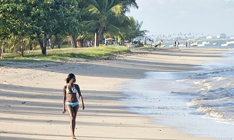 A beach on Itaparica island in the Baia de Todos os Santos, Bahia, Brazil