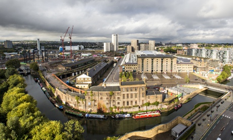 A view of the Fish and Coal building, the Coal Drops and the Granary, looking north across the Regen