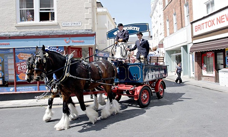 Brewery shire horses and cart in Devizes