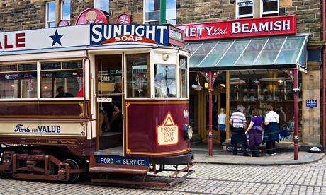 Old tram at Beamish Open Air Museum, County Durham, North East England, UK