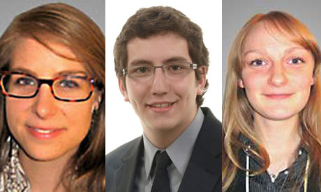 Canada's new democrats: Mylene Freeman, 22, Pierre-Luc Dusseault, 19, and Charmaine Borg, 20.