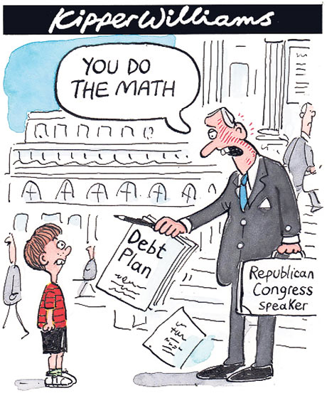 Republican debt plan fails to add up - Cartoon by Kipper Williams  - Deadlock over US borrowing continues as hole is found in proposals