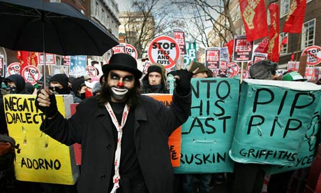 Student protestors gather for a march on Parliament at The University of London