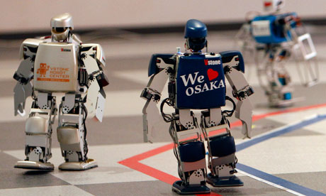 the world's first full marathon for robots in Osaka,  Japan