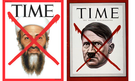 osama bin laden. Cover of Time magazine from today showing Osama Bin Laden and from May 1945 showing Adolf The cover of Time magazine from today showing Osama Bin Laden and