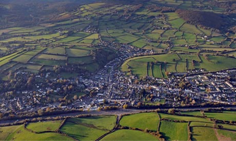 An aerial view of green belt land in the UK