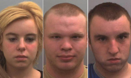 Chantelle Booth, Daniel Newstead and Joe Boyer who were today sentenced for murder Gemma Hayter