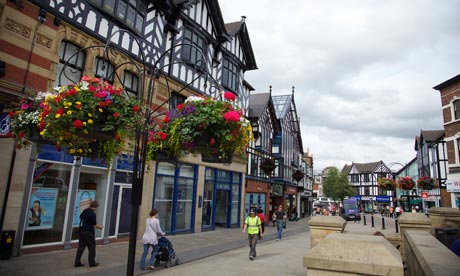 Hanging baskets in Wigan town centre 