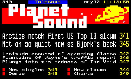 Teletext's Planet Sound service