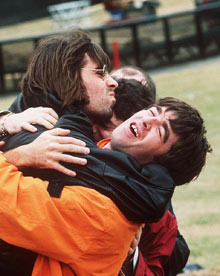 Oasis at the Knebworth Festival, 1996