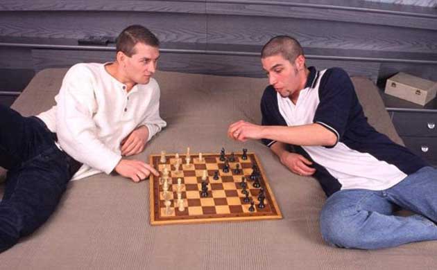 Two men enjoy a game of chess