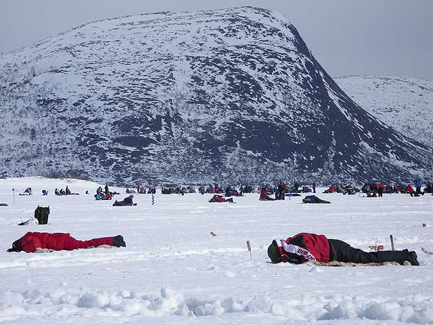 Ice fishing, northern Sweden