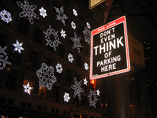 Parking sign on Fifth Avenue, New York