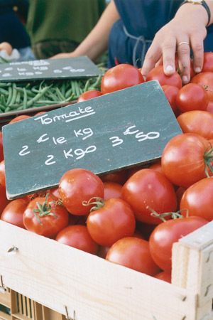 Fresh tomatoes at a market in Calais