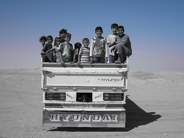 Children in the desert, Dora Europos, south-east Syria