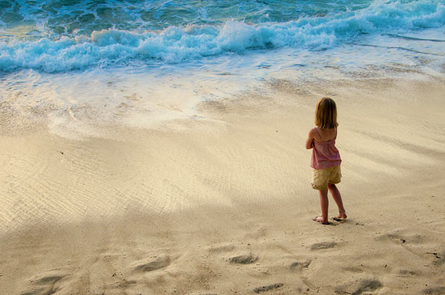 Lone girl on beach