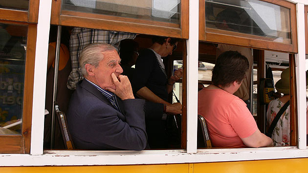 Deep in Thought on a Lisbon Tram