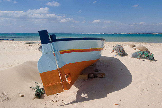 A boat on the beach in Tunisia