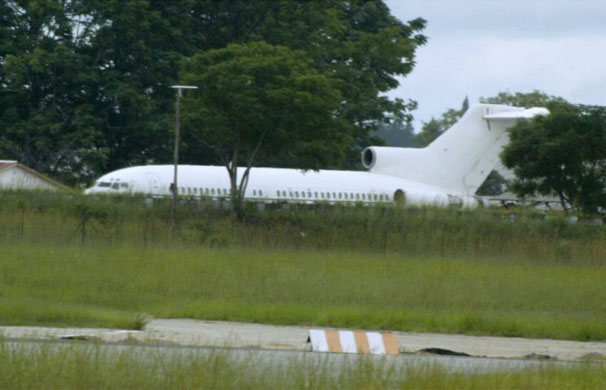 A Boeing 727-L100 parked at Manyame military airfield in Harare