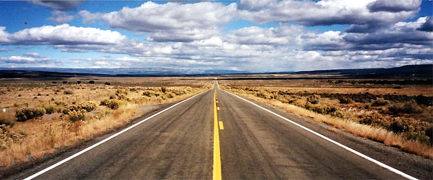 The highway road through Nebraska