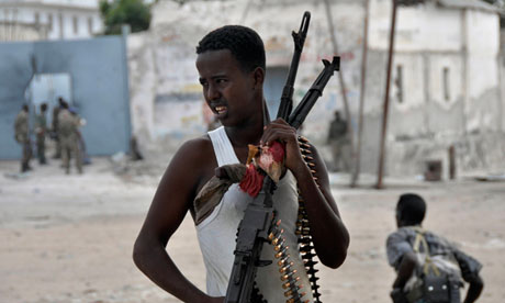 Somali government soldiers in northern Mogadishu, 11 March 2010.