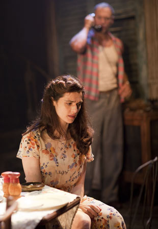 Rachel Weisz as Blanche and Elliot Cowan as Stanley in the Donmar's A Streetcar Named Desire