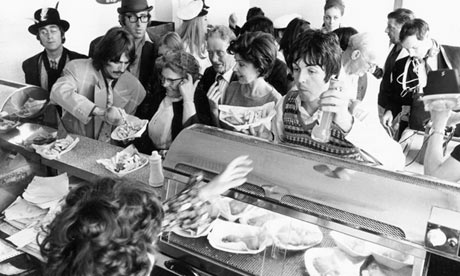 The Beatles get some food in Magical Mystery Tour