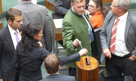 Voting on the eurozone bailout package in the Austrian Parliament, 30 September 2011