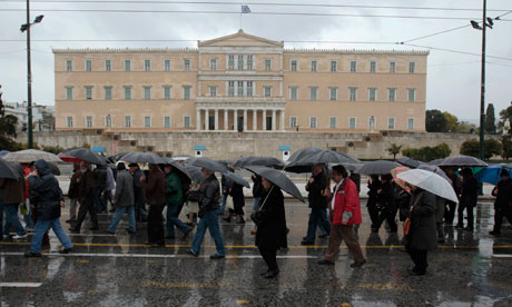 Pensioners during an anti-austerity rally in front of the Athens parliament. February 22, 2012.