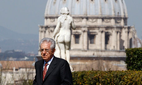 Italian PM Mario Monti seen before meeting Maltese President Abela at Villa Doria Pamphilj in Rome