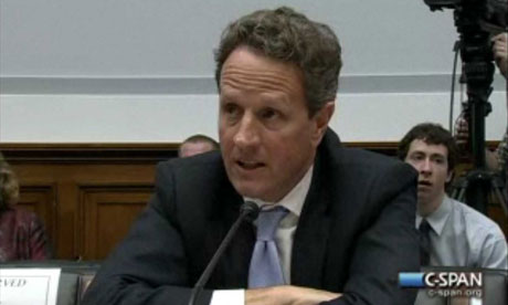 US treasury secretary Tim Geithner testifying to Congress.