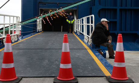 Greek ferry workers begin a 48-hour strike at the Piraeus port near Athens