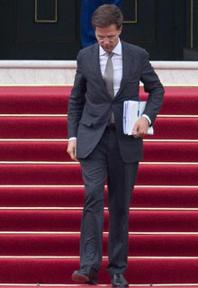 Dutch prime minister Mark Rutte leaves royal palace Huis ten Bosch after meeting Queen Beatrix.