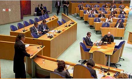 Scene in the Dutch parliament during a debate on the politicial crisis, April 24 2012.