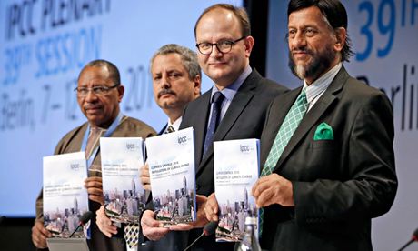 Rajendra Pachauri and Working Group III IPCC Climate Report in Berlin