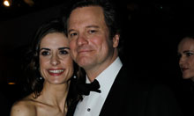 Colin Firth arrives with wife Livia Giuggioli, at the Weinstein Company Golden Globes afterparty 