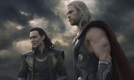 Brothers in arms … Tom Hiddleston and Chris Hemsworth in Thor: The Dark World.