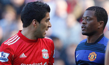 Luis Suarez and Patrice Evra