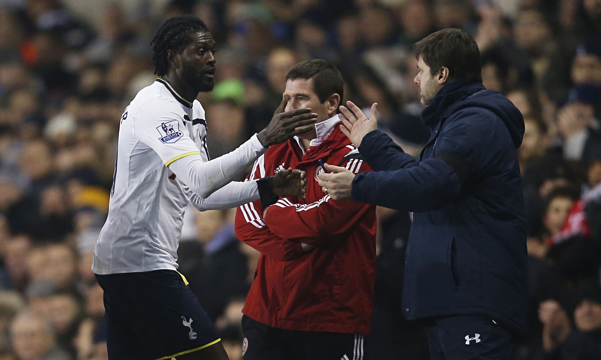 Emmanuel Adebayor says he is focused on Tottenham despite West Ham blow