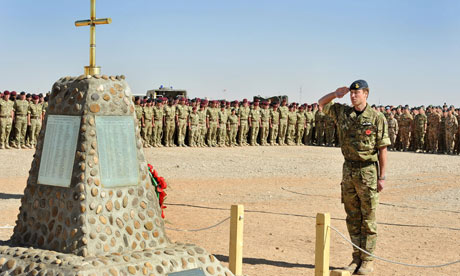 Prince William salutes the memorial to the British Soliders killed in Afghanistan