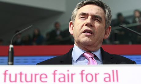 Gordon Brown at the launch of Labour's manifesto