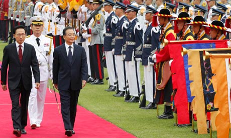 South Korean president Lee and Wen Jiabao