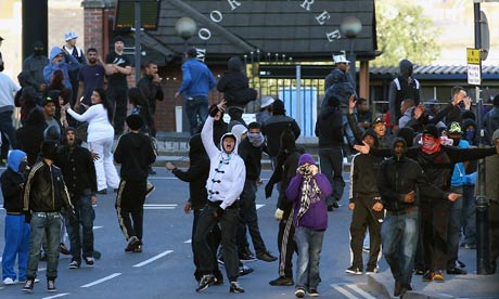 Young people in Birmingham during riots 