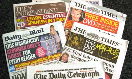 Copies of British newspapers