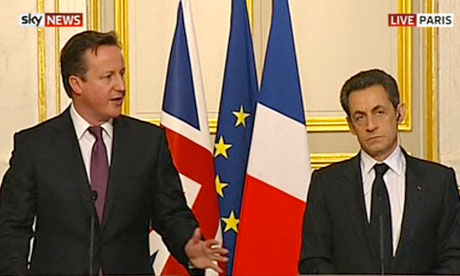 David Cameron and Nicolas Sarkozy in Paris