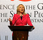 Hillary Clinton speaks at the conference of foreign ministers, in Istanbul.