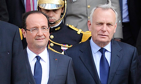 Francois Hollande (l) and Jean- Marc Ayrault (r)